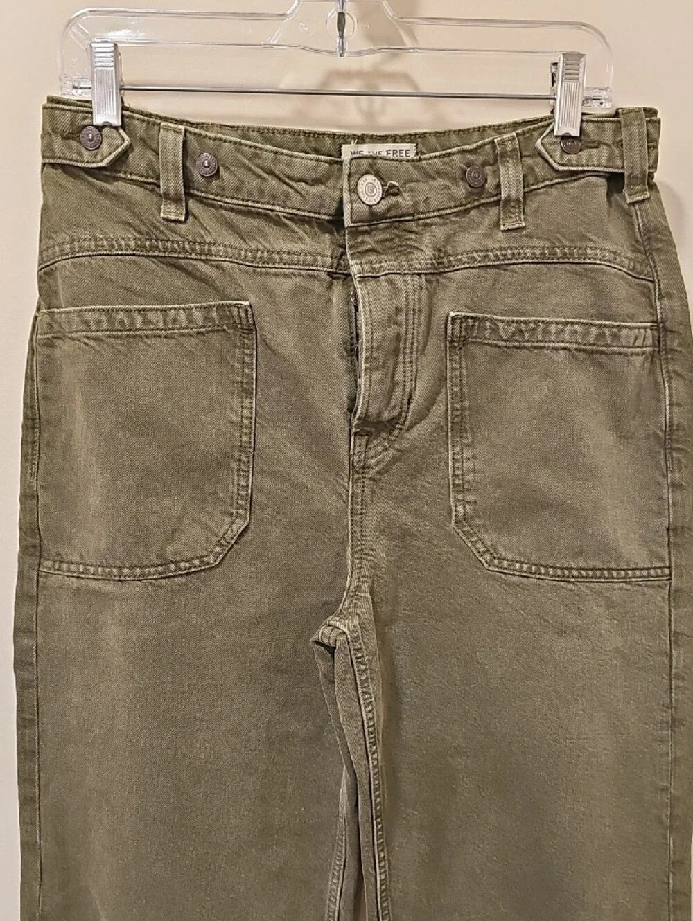 Free People Palmer Wide Leg Jeans; EUC; Size 29;  Color: Greenery